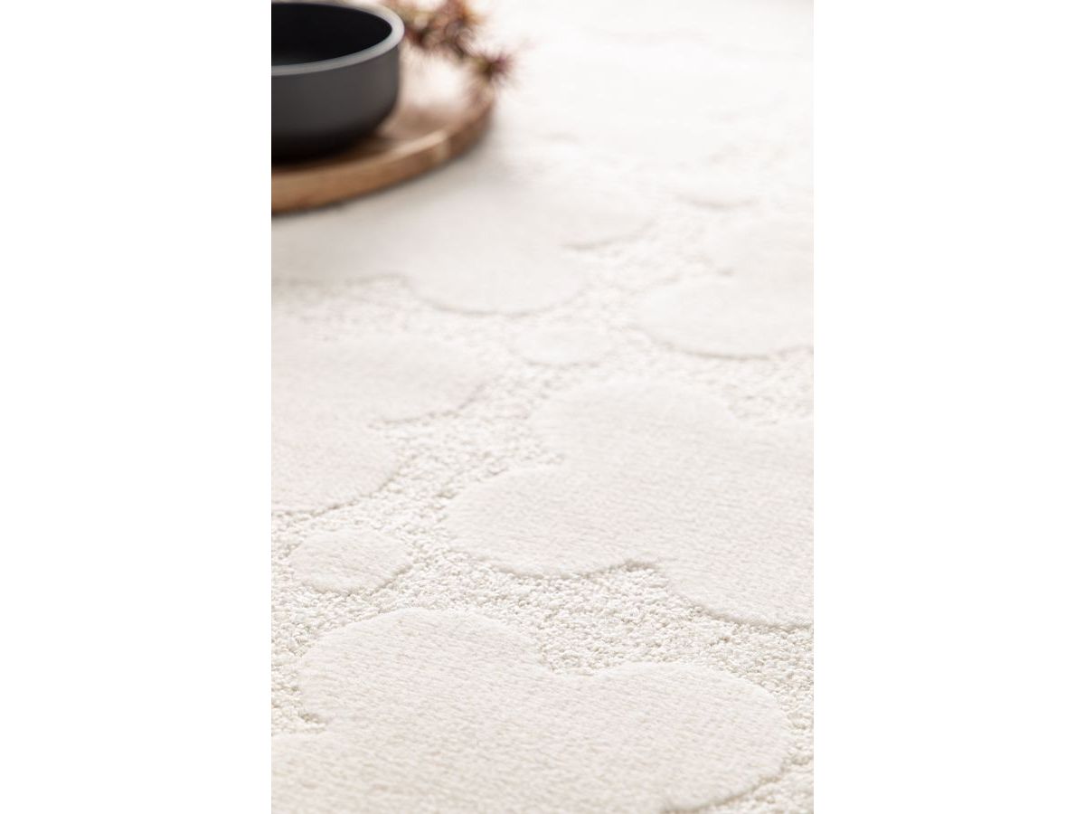 Owen - Tapis Poils Ras Motif Abstrait - Blanc
