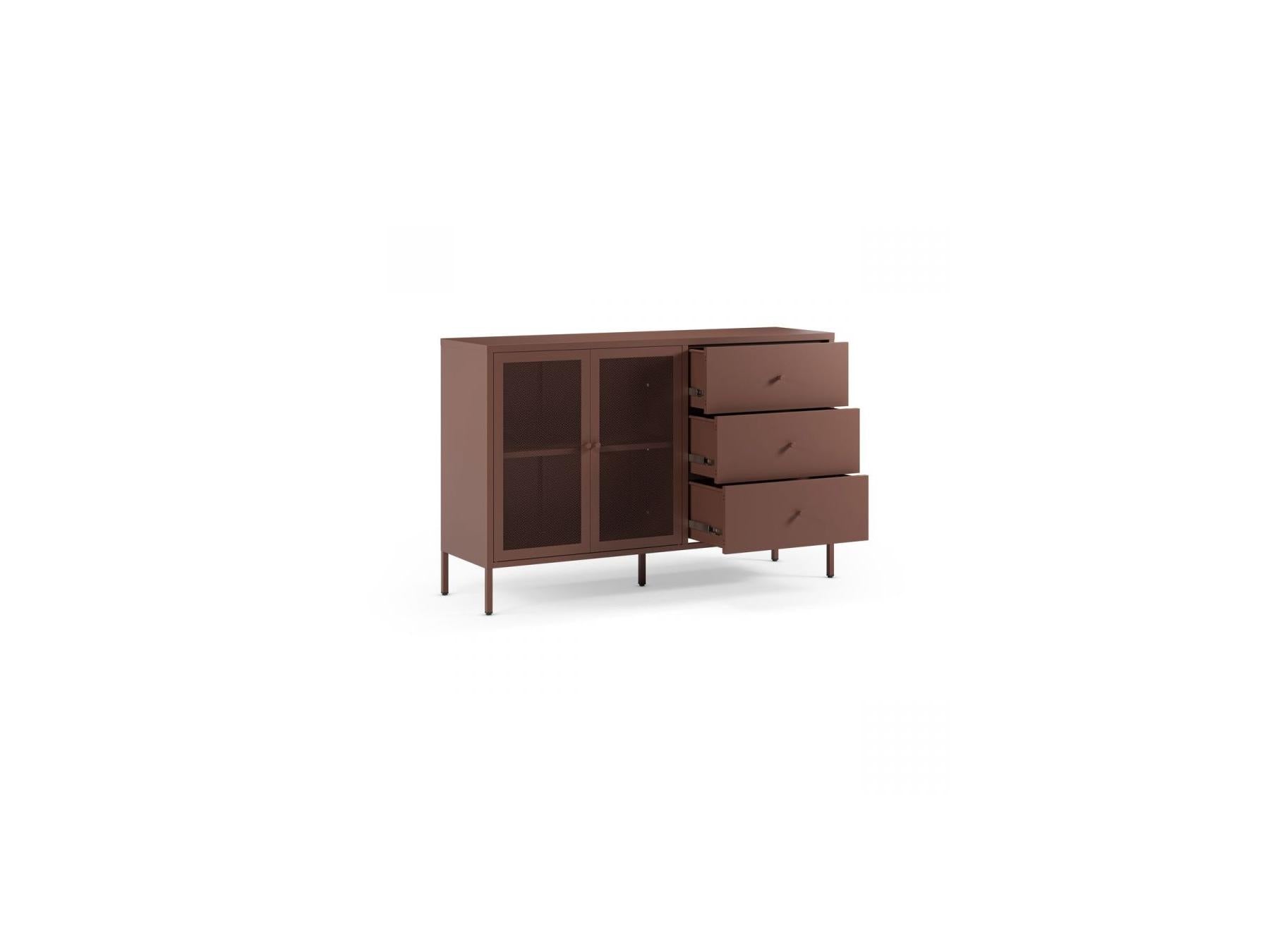 Clara - Metal TV Unit 2 Doors 2 Open Compartments 160 cm + Metal Sideboard 2 Doors 3 Drawers 140 cm Limited Edition