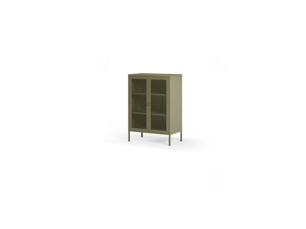 Clara - Mueble de TV de metal con 4 puertas, 160 cm + Aparador alto de metal con 2 puertas, 70 cm + Mesa de centro de metal, 100 cm Edición limitada