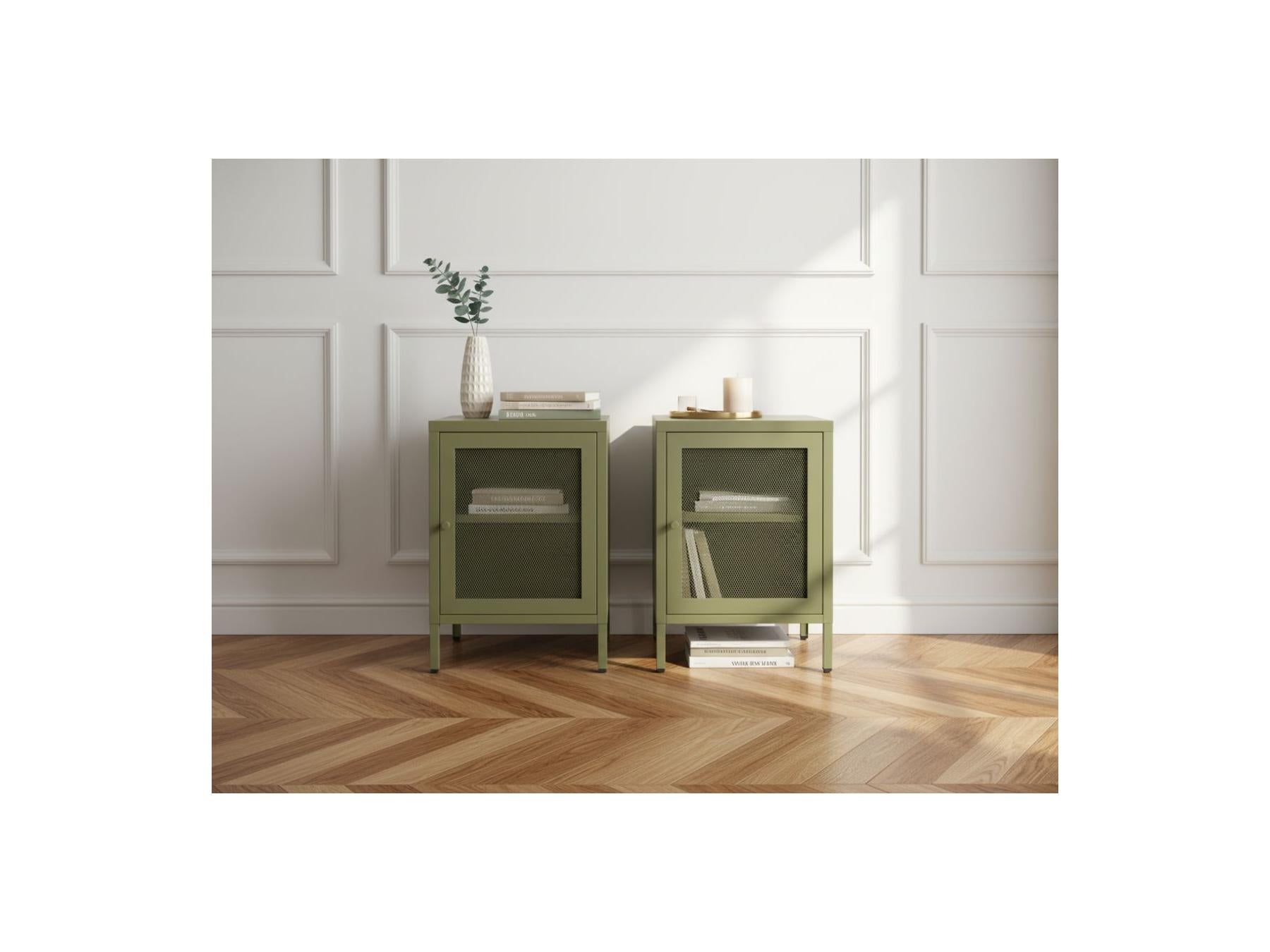 Clara - Set of 2 1-Door Bedside Tables - Limited Edition Metal