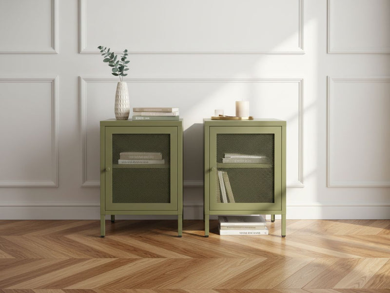 Set Of 2 Nightstands 1 Door Clara Metal Limited Edition