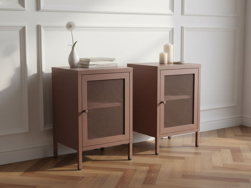 Set Of 2 Nightstands 1 Door Clara Metal Limited Edition