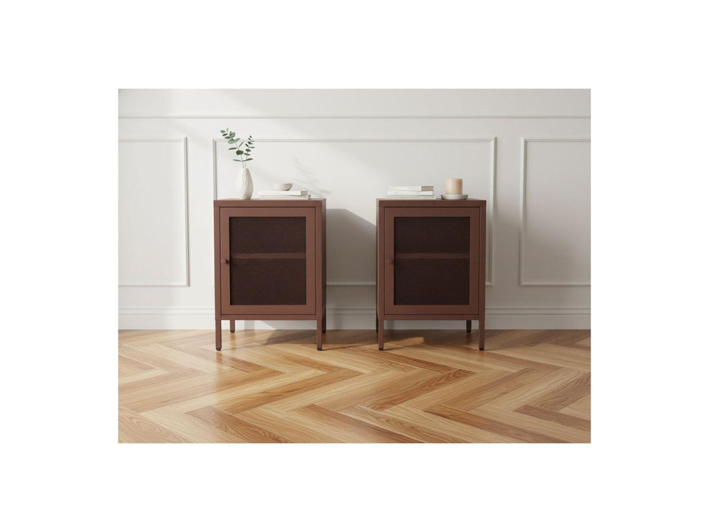 Clara - Set of 2 1-Door Bedside Tables - Limited Edition Metal