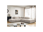 Jana - Modular Fixed Corner Sofa with Headrests - Textured Fabric with 2 Chaise Lounges, 1 Corner and 2 Pouffes - Reversible