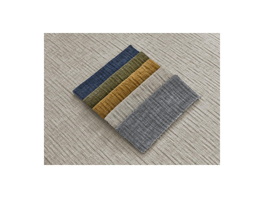 Jana - Modular Fixed Corner Sofa with Headrests - Textured Fabric with 2 Chaise Lounges, 1 Corner and 2 Pouffes - Reversible