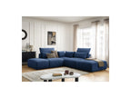 Jana - Modular Fixed Corner Sofa with Headrests - Textured Fabric with 2 Chaise Lounges, 1 Corner and 2 Pouffes - Reversible