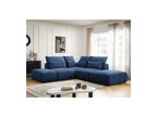 Jana - Modular Fixed Corner Sofa with Headrests - Textured Fabric with 2 Chaise Lounges, 1 Corner and 2 Pouffes - Reversible
