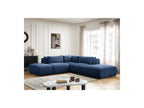 Jana - Modular Fixed Corner Sofa with Headrests - Textured Fabric with 2 Chaise Lounges, 1 Corner and 2 Pouffes - Reversible