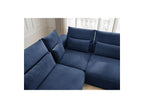 Jana - Modular Fixed Corner Sofa with Headrests - Textured Fabric with 2 Chaise Lounges, 1 Corner and 2 Pouffes - Reversible