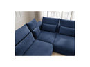 Jana - Sofá esquinero modular fijo con reposacabezas - Tela texturizada con 2 sillones bajos, 1 esquinero y 2 pufs - Reversible