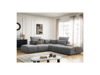 Jana - Modular Fixed Corner Sofa with Headrests - Textured Fabric with 2 Chaise Lounges, 1 Corner and 2 Pouffes - Reversible