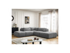 Jana - Modular Fixed Corner Sofa with Headrests - Textured Fabric with 2 Chaise Lounges, 1 Corner and 2 Pouffes - Reversible