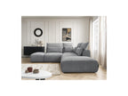 Jana - Modular Fixed Corner Sofa with Headrests - Textured Fabric with 2 Chaise Lounges, 1 Corner and 2 Pouffes - Reversible
