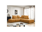 Jana - Modular Fixed Corner Sofa with Headrests - Textured Fabric with 2 Chaise Lounges, 1 Corner and 2 Pouffes - Reversible
