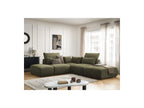Jana - Modular Fixed Corner Sofa with Headrests - Textured Fabric with 2 Chaise Lounges, 1 Corner and 2 Pouffes - Reversible