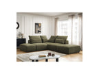 Jana - Modular Fixed Corner Sofa with Headrests - Textured Fabric with 2 Chaise Lounges, 1 Corner and 2 Pouffes - Reversible