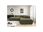 Jana - Modular Fixed Corner Sofa with Headrests - Textured Fabric with 2 Chaise Lounges, 1 Corner and 2 Pouffes - Reversible