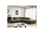Jana - Modular Fixed Corner Sofa with Headrests - Textured Fabric with 2 Chaise Lounges, 1 Corner and 2 Pouffes - Reversible