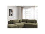 Jana - Modular Fixed Corner Sofa with Headrests - Textured Fabric with 2 Chaise Lounges, 1 Corner and 2 Pouffes - Reversible