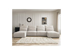 Jana - Fixed Modular Panoramic Sofa with Headrests - Textured Fabric with 2 Chaise Longues and 2 Armless Chairs