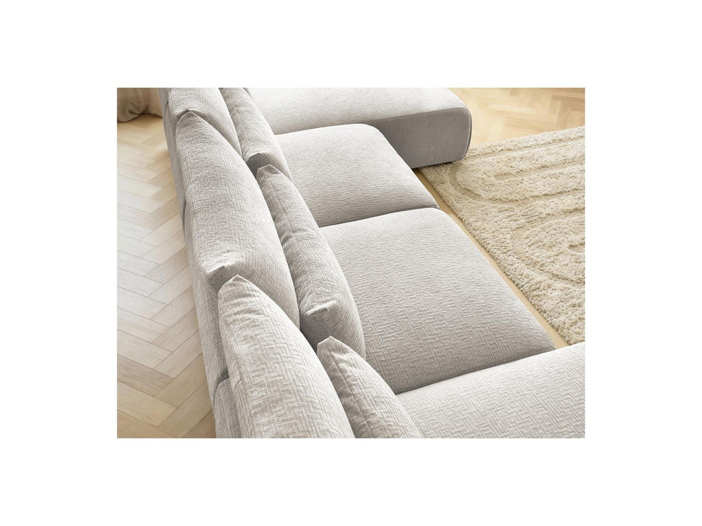 Jana - Fixed Modular Panoramic Sofa with Headrests - Textured Fabric with 2 Chaise Longues and 2 Armless Chairs
