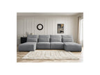 Jana - Fixed Modular Panoramic Sofa with Headrests - Textured Fabric with 2 Chaise Longues and 2 Armless Chairs