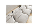 Jana - Canapé Panoramique Fixe Modulable Avec Têtières - Tissu Texturé Avec 2 Méridiennes, 2 Chauffeuses Et 1 Grand Pouf