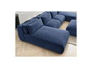 Jana - Canapé Panoramique Fixe Modulable Avec Têtières - Tissu Texturé Avec 2 Méridiennes, 2 Chauffeuses Et 1 Grand Pouf