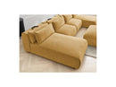 Jana - Canapé Panoramique Fixe Modulable Avec Têtières - Tissu Texturé Avec 2 Méridiennes, 2 Chauffeuses Et 1 Grand Pouf