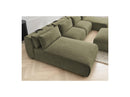 Jana - Canapé Panoramique Fixe Modulable Avec Têtières - Tissu Texturé Avec 2 Méridiennes, 2 Chauffeuses Et 1 Grand Pouf