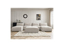 Jana - Sofá Modular Fijo Panorámico Con Reposacabezas - Tela Texturizada Con 2 Chaise Lounges, 2 Sillones Bajos Y 1 Puf Pequeño
