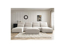 Jana - Sofá Modular Fijo Panorámico Con Reposacabezas - Tela Texturizada Con 2 Chaise Lounges, 2 Sillones Bajos Y 1 Puf Pequeño