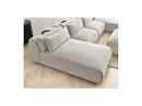 Jana - Sofá Modular Fijo Panorámico Con Reposacabezas - Tela Texturizada Con 2 Chaise Lounges, 2 Sillones Bajos Y 1 Puf Pequeño