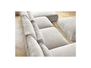 Jana - Sofá Modular Fijo Panorámico Con Reposacabezas - Tela Texturizada Con 2 Chaise Lounges, 2 Sillones Bajos Y 1 Puf Pequeño