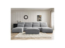 Jana - Sofá Modular Fijo Panorámico Con Reposacabezas - Tela Texturizada Con 2 Chaise Lounges, 2 Sillones Bajos Y 1 Puf Pequeño