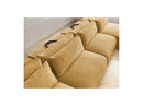 Jana - Sofá Modular Fijo Panorámico Con Reposacabezas - Tela Texturizada Con 2 Chaise Lounges, 2 Sillones Bajos Y 1 Puf Pequeño