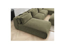 Jana - Sofá Modular Fijo Panorámico Con Reposacabezas - Tela Texturizada Con 2 Chaise Lounges, 2 Sillones Bajos Y 1 Puf Pequeño