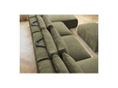 Jana - Sofá Modular Fijo Panorámico Con Reposacabezas - Tela Texturizada Con 2 Chaise Lounges, 2 Sillones Bajos Y 1 Puf Pequeño