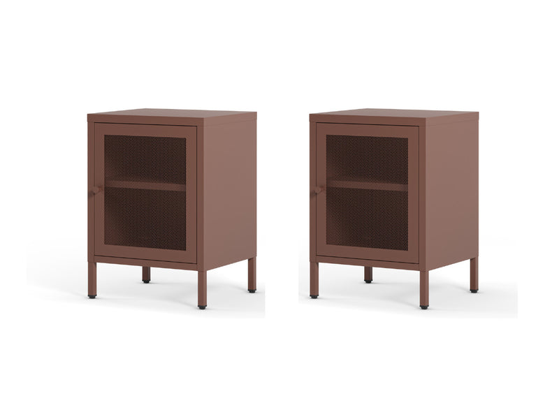 Set Of 2 Nightstands 1 Door Clara Metal Limited Edition