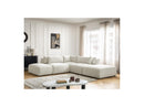 Jana - Modular Fixed Corner Sofa With Headrests - Heather Fabric With 2 Low Chairs, 1 Corner And 2 Poufs - Reversible