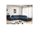 Jana - Modular Fixed Corner Sofa With Headrests - Heather Fabric With 2 Low Chairs, 1 Corner And 2 Poufs - Reversible