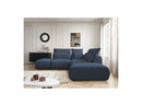 Jana - Modular Fixed Corner Sofa With Headrests - Heather Fabric With 2 Low Chairs, 1 Corner And 2 Poufs - Reversible