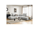 Jana - Modular Fixed Corner Sofa With Headrests - Heather Fabric With 2 Low Chairs, 1 Corner And 2 Poufs - Reversible
