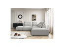 Jana - Modular Fixed Corner Sofa With Headrests - Heather Fabric With 2 Low Chairs, 1 Corner And 2 Poufs - Reversible