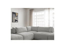 Jana - Modular Fixed Corner Sofa With Headrests - Heather Fabric With 2 Low Chairs, 1 Corner And 2 Poufs - Reversible