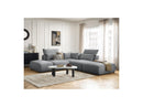 Jana - Modular Fixed Corner Sofa With Headrests - Heather Fabric With 2 Low Chairs, 1 Corner And 2 Poufs - Reversible