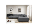Jana - Modular Fixed Corner Sofa With Headrests - Heather Fabric With 2 Low Chairs, 1 Corner And 2 Poufs - Reversible