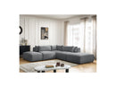 Jana - Modular Fixed Corner Sofa With Headrests - Heather Fabric With 2 Low Chairs, 1 Corner And 2 Poufs - Reversible