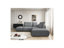 Jana - Modular Fixed Corner Sofa With Headrests - Heather Fabric With 2 Low Chairs, 1 Corner And 2 Poufs - Reversible