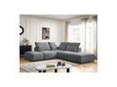 Jana - Modular Fixed Corner Sofa With Headrests - Heather Fabric With 2 Low Chairs, 1 Corner And 2 Poufs - Reversible